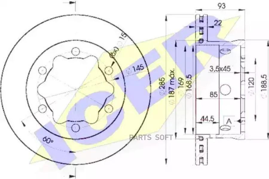 

Диск тормозной задний MB 4T-Sprinter/VW LT 28-46 II /Vent D=285mm ICER 78BD0185-1