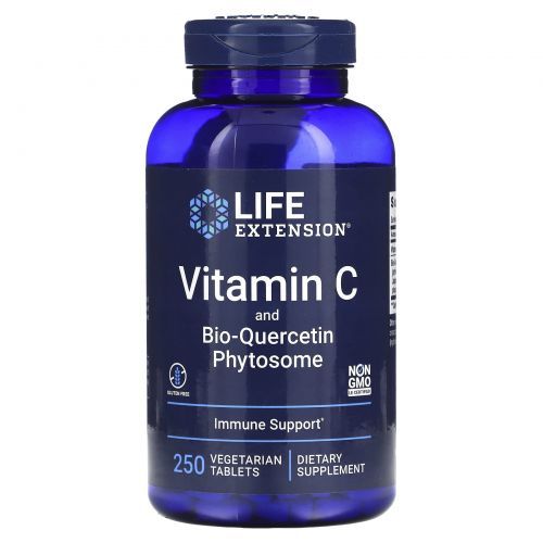 Витамин С Life extension Vitamin C and Bio-Quercetin, 250 вегетарианских капсул