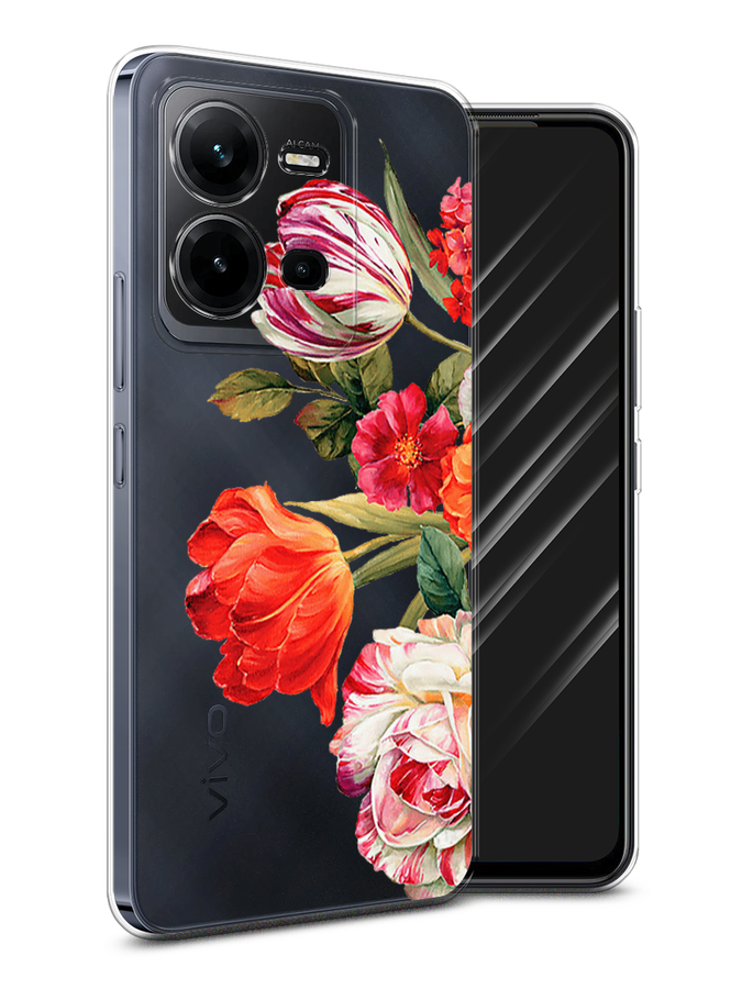 

Чехол Awog на Vivo V25 / Виво V25 "Весенний букет", Красный;розовый;зеленый, ok
