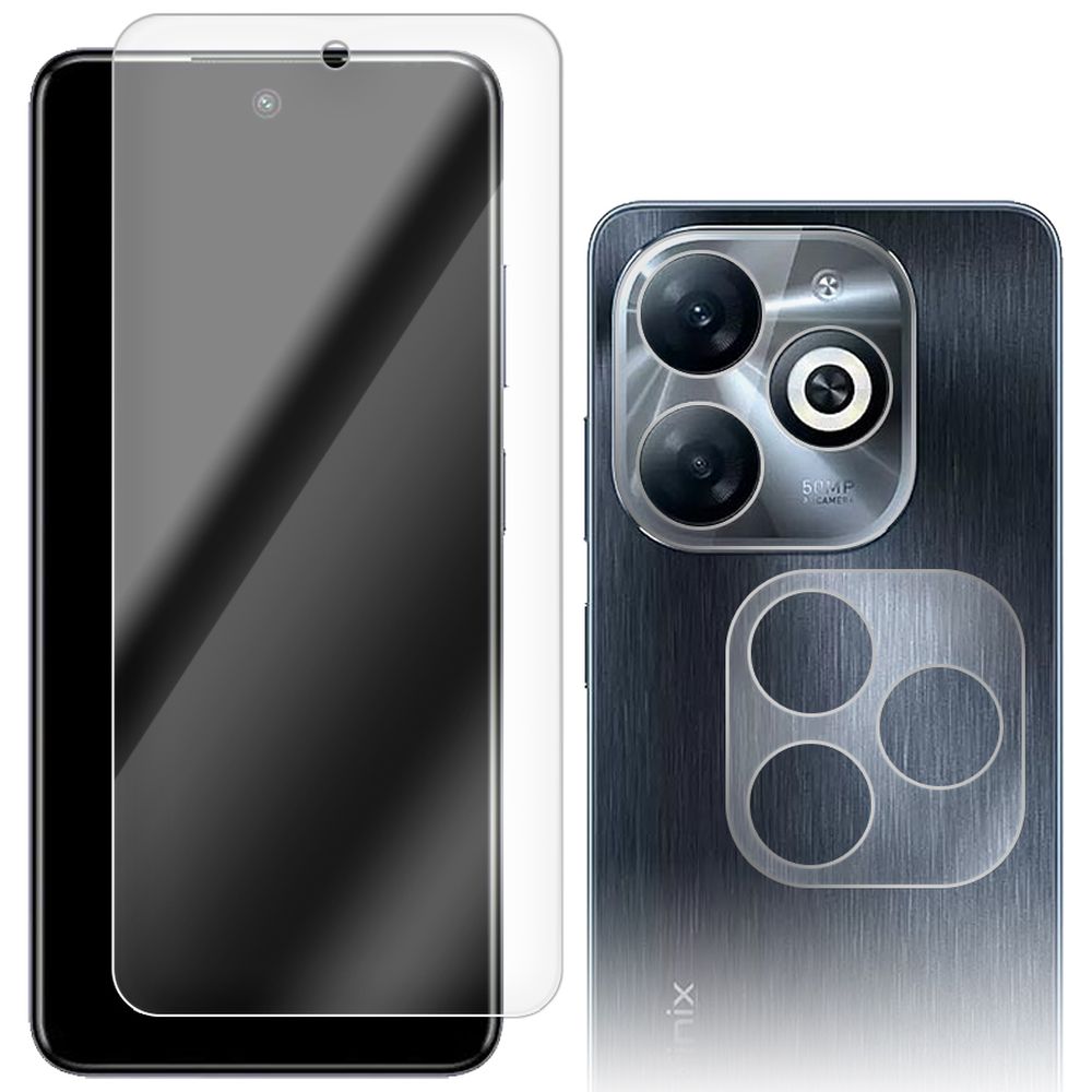 

Стекло защитное гибридное Krutoff для INFINIX Smart 8 Pro + защита камеры (2шт.)