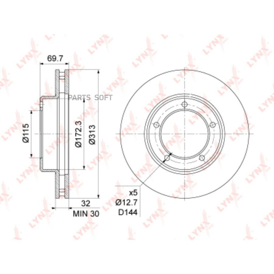 Диск торм.пер.(313x32) TOYOTA Land Cruiser(100) 4.2D-4.7 98-07, LEXUS LX470 98-09