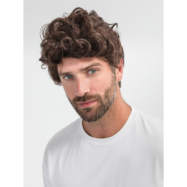 Парик мужской Wig-Parik коричневый кудрявый объемный парик мужской wig parik короткий волосы назад