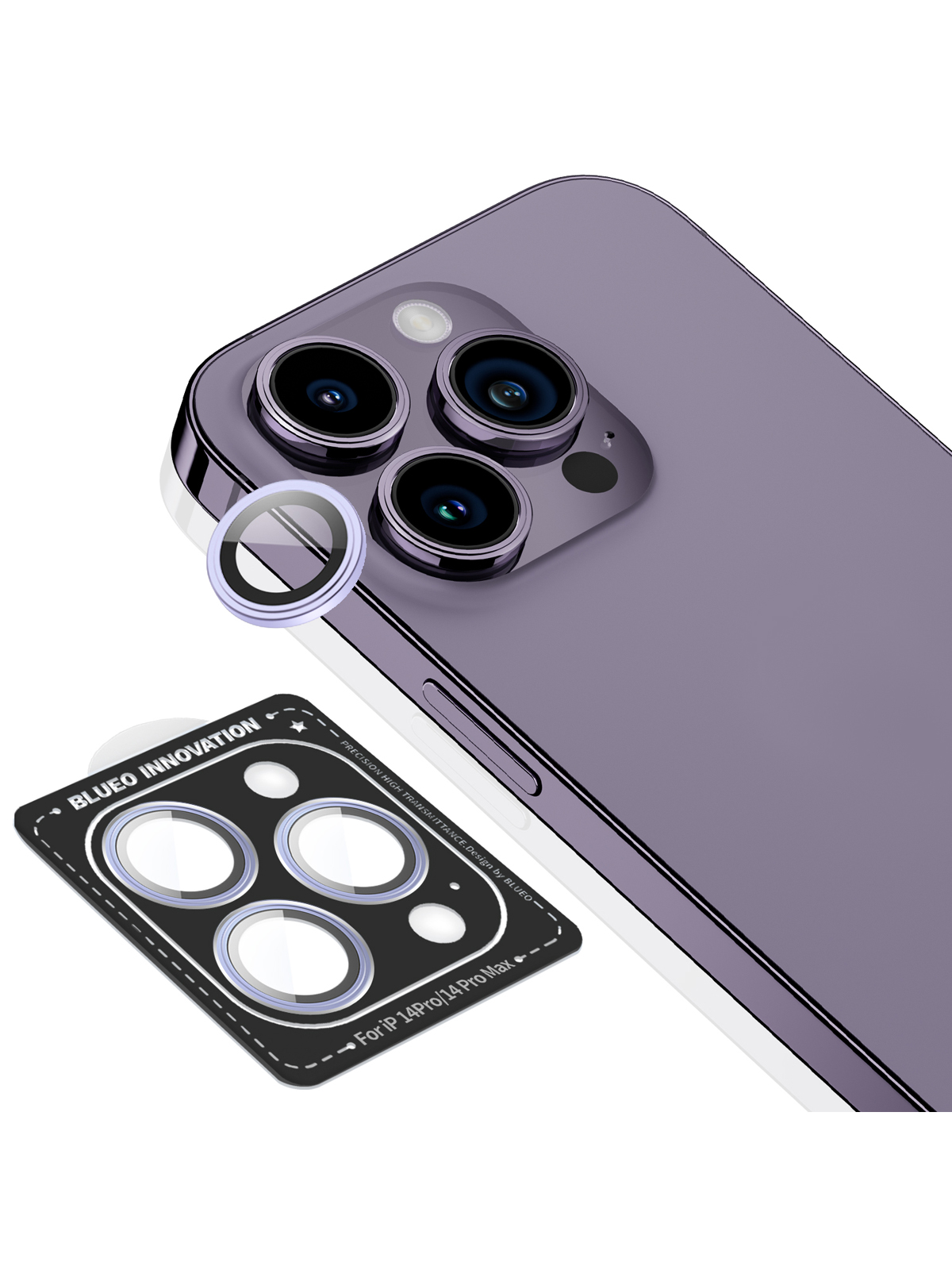 

Стекло BlueO для iPhone 14 Pro/14 Pro Max Armor metal 3 шт. Purple, Camera Lens +installer