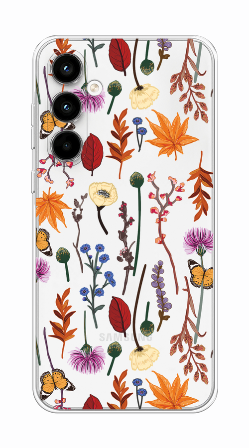 

Чехол на Samsung Galaxy A35 5G "Orange Purple flowers", Оранжевый;красный;розовый;желтый;прозрачный, 2109350-1