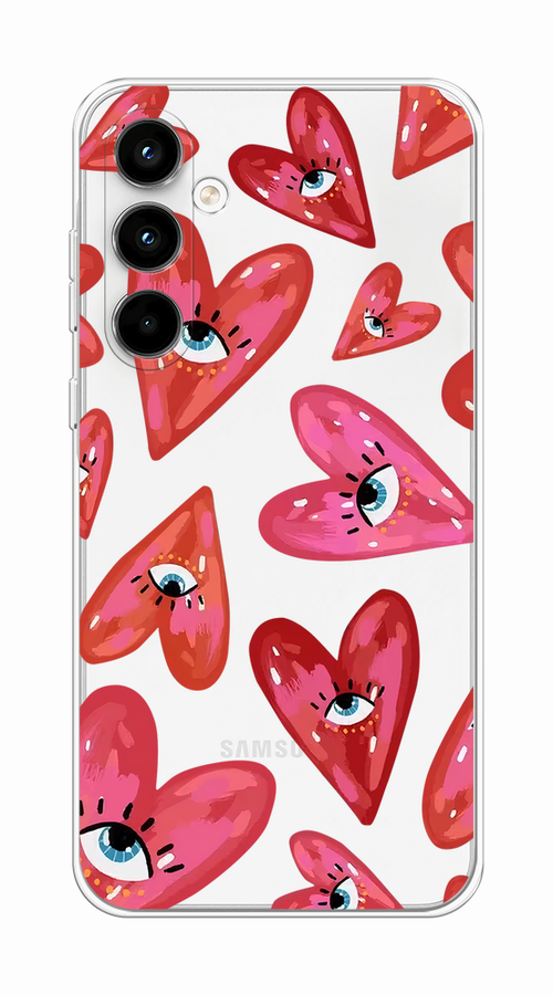 

Чехол на Samsung Galaxy A35 5G "Сердечки с глазами", Коричневый;красный;розовый, 2109350-1