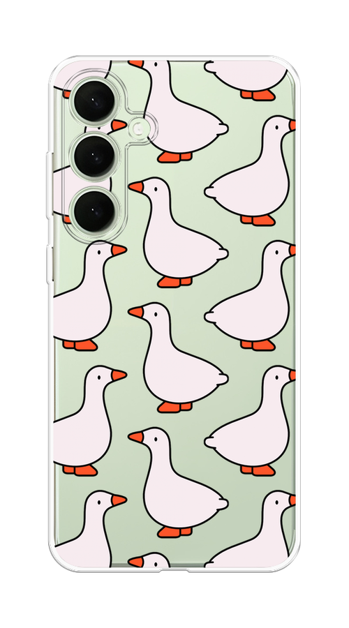 

Чехол на Samsung Galaxy S25 Plus "Гуси", Прозрачный;белый;оранжевый, 2110450-1
