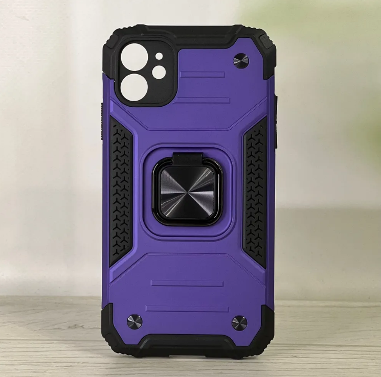 

Противоударный чехол для iPhone 11 фиолетовый с пластиной для магнитного автодержателя