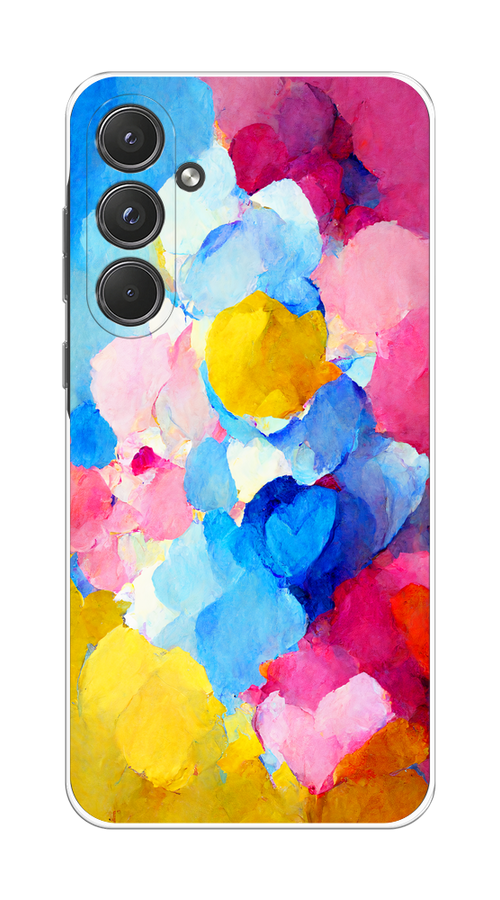 

Чехол на Samsung Galaxy A55 5G "Яркие пятна", Синий;голубой;желтый;розовый, 2109450-1