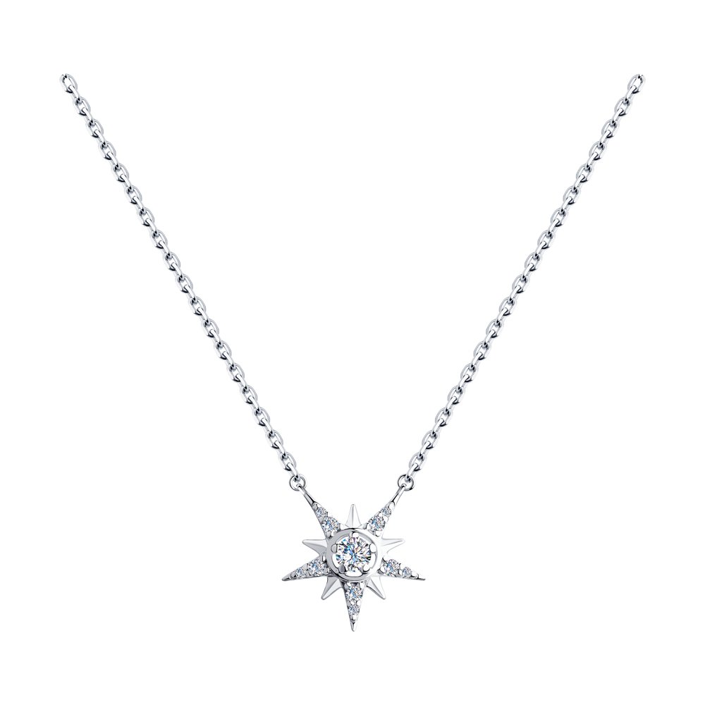 

Колье из серебра 55 см SOKOLOV 94070322, фианит, 94070322