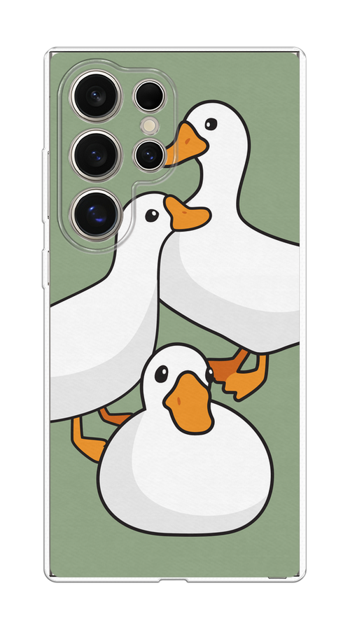 

Чехол на Samsung Galaxy S25 Ultra "Утиное трио", Оранжевый;белый;серый, 2110550-1