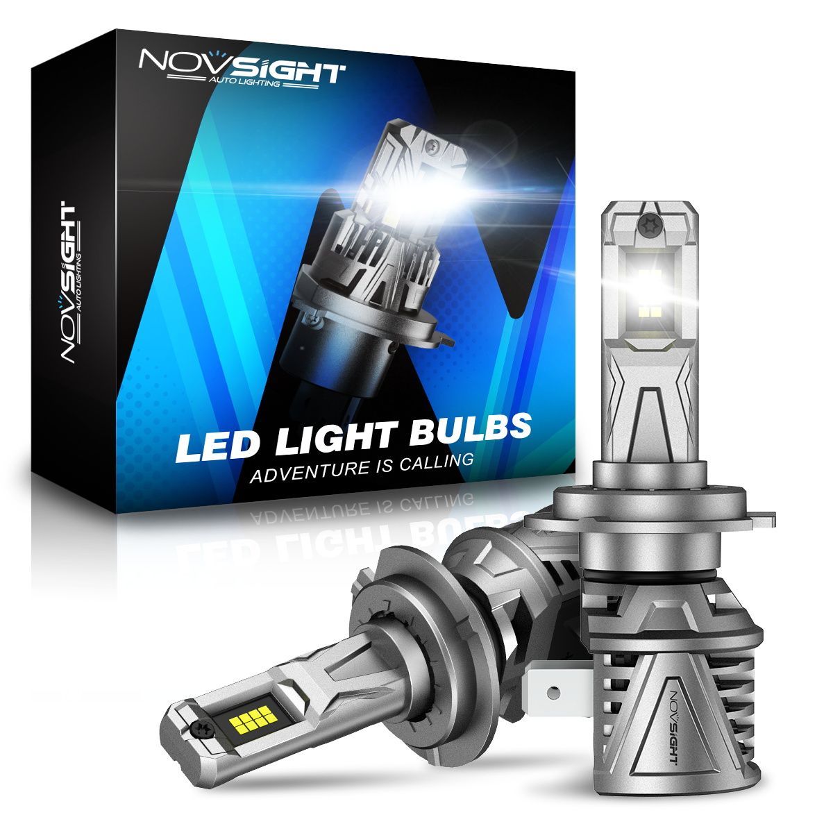 Светодиодная лампа Novsight N68 H7 цоколь PX26d 60Вт 2шт 6500К 15000Лм белый свет LED 2560₽
