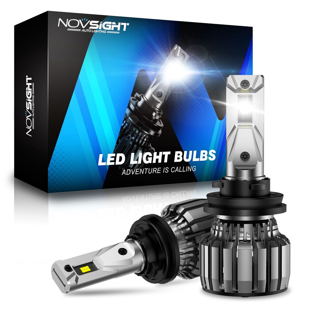 Светодиодная лампа Novsight N71 H11 цоколь PGJ19-1/2/3 60Вт 2шт 6500К 16000Лм белые LED