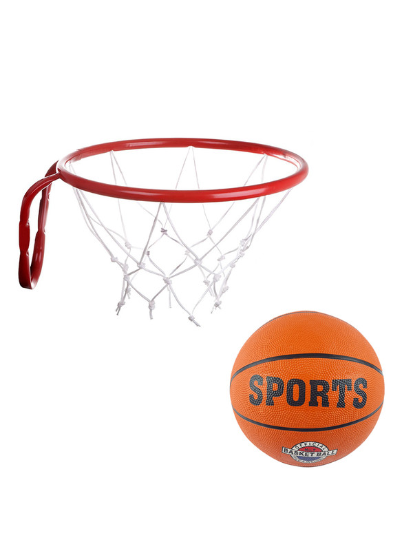 фото Баскетбольный набор miloy баскетбольное кольцо с сеткой + мяч баскетбольный с иглой