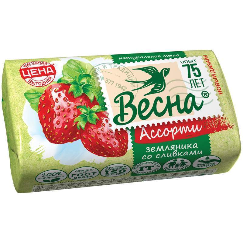 Мыло туалетное Весна Земляника Со Сливками 90г x 10 шт