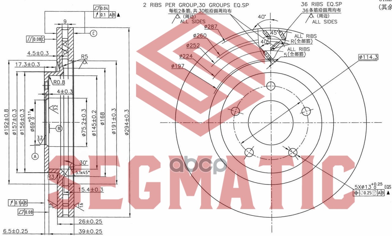 

Диск тормозной SEGMATIC SBD30093024