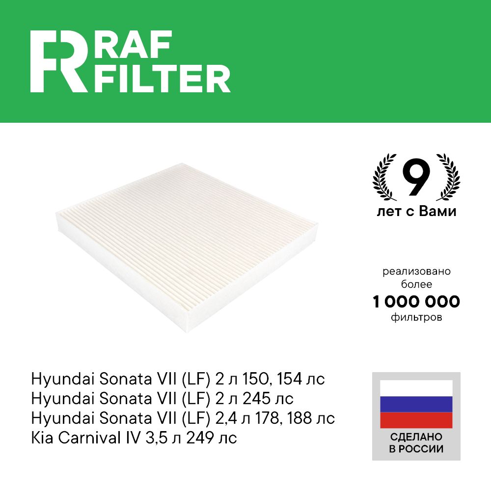 

Фильтр салона RAF Filter RST010HY Hyundai Sonata 7 lf, Santa Fe 4 до 07.20, Kia Carnival 4