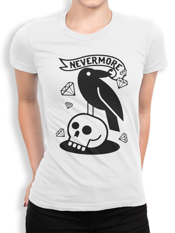 

Футболка женская Dream Shirts Эдгар Аллан По - Nevermore белая 2XL, Эдгар Аллан По - Nevermore
