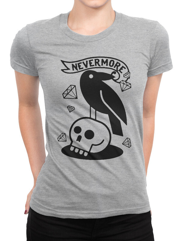

Футболка женская Dream Shirts Эдгар Аллан По - Nevermore серая XL, Эдгар Аллан По - Nevermore