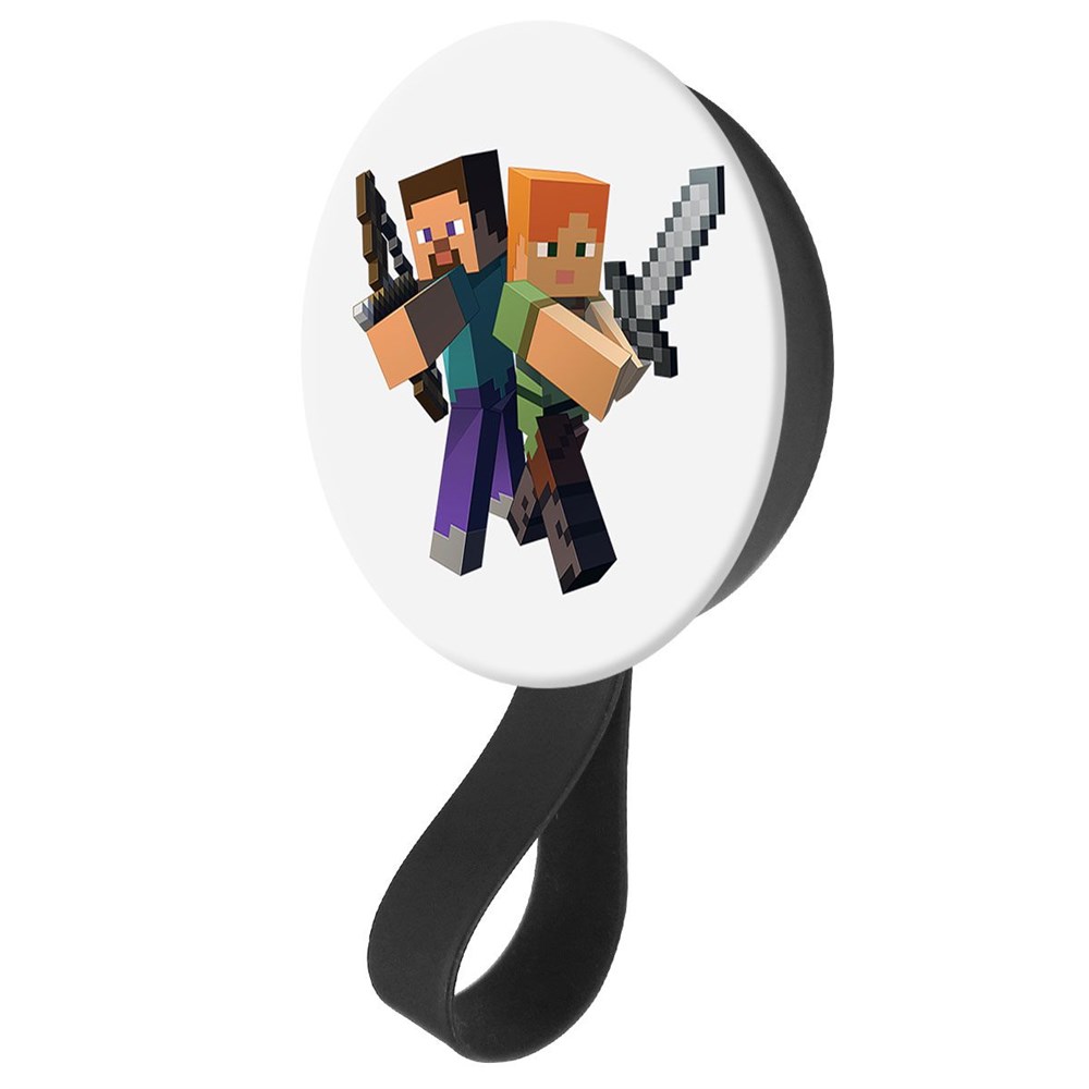фото Кольцо-держатель с зеркалом krutoff для телефона minecraft - стив и алекс