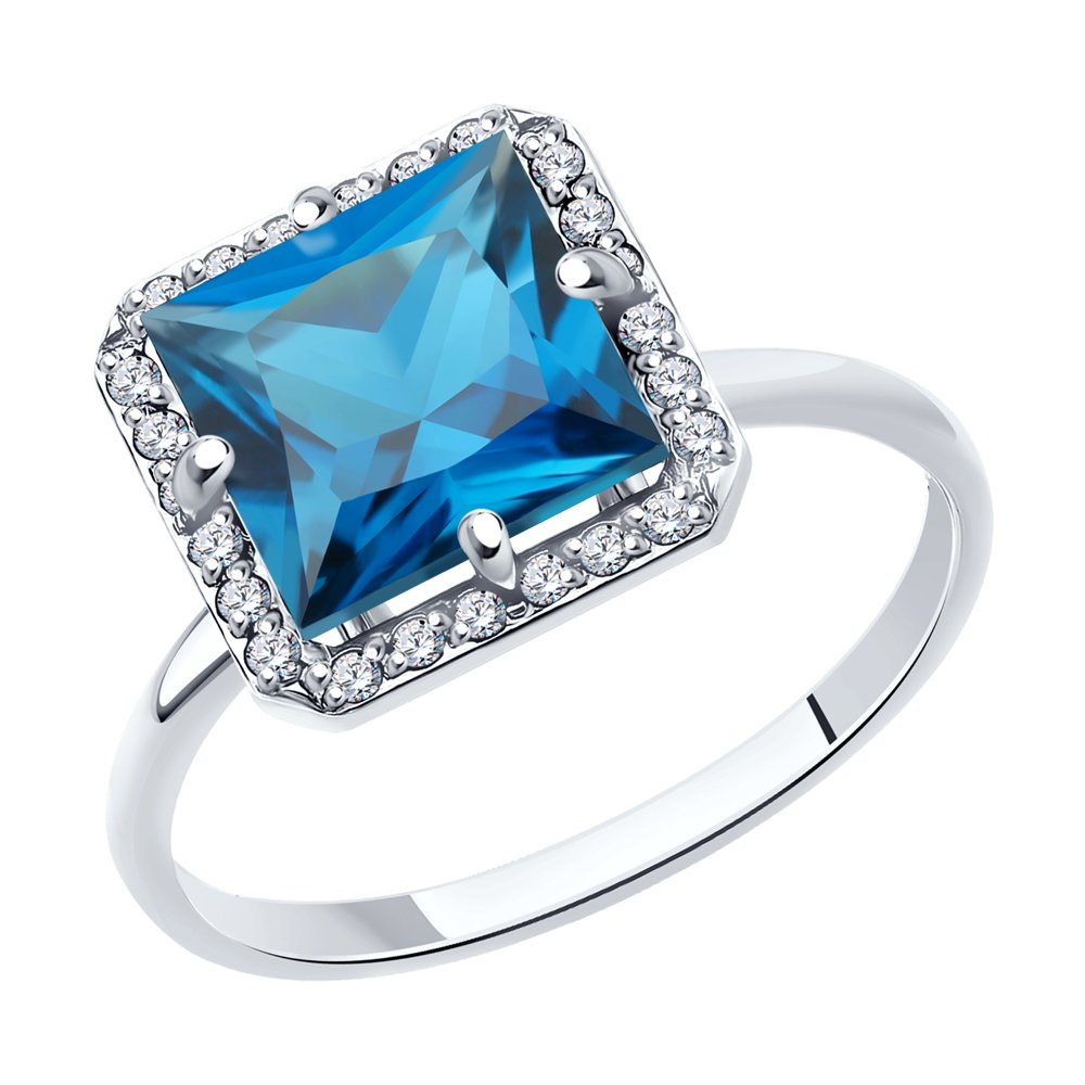 

Кольцо из белого золота с топазом/фианитом р 17.5 SOKOLOV 716609-3, 716609-3