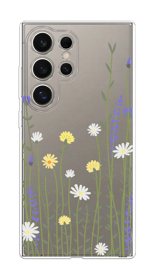 

Чехол на Samsung Galaxy S25 Ultra "Ромашка и лаванда", Зеленый;желтый;прозрачный, 2110550-1