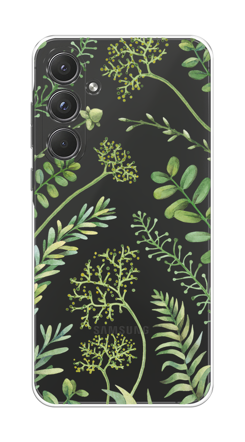 

Чехол на Samsung Galaxy A55 5G "Green Leaves", Зеленый;прозрачный, 2109450-1