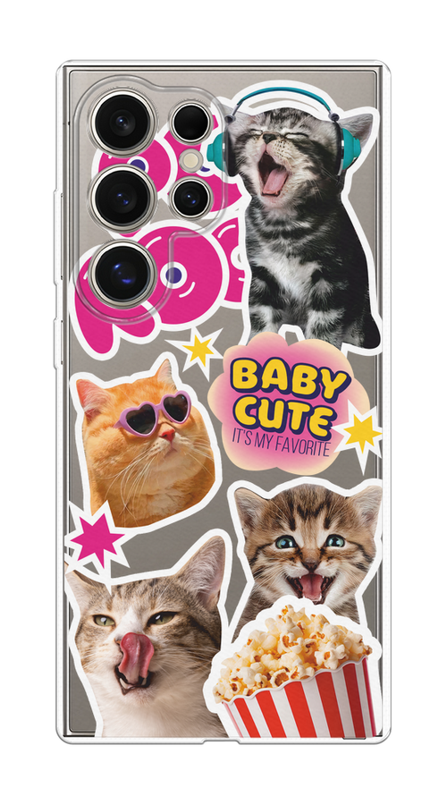 

Чехол на Samsung Galaxy S25 Ultra "Popcorn cats", Серый;коричневый;розовый, 2110550-1