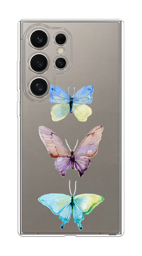 

Чехол на Samsung Galaxy S25 Ultra "Акварельные бабочки", Бирюзовый;розовый, 2110550-1