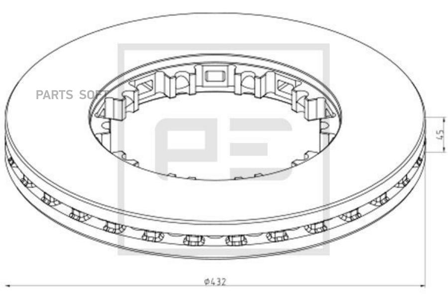 PE AUTOMOTIVE 10621100A 106.211-00A диск тормозной 432x45 с пластинами и ви