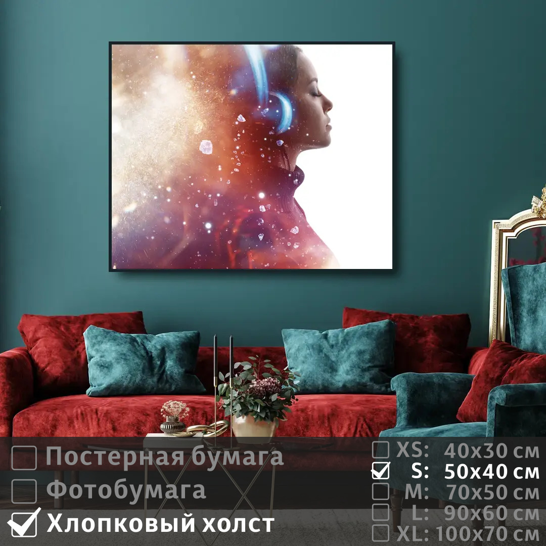 

Постер на холсте ПолиЦентр Силуэт девушки диджея 50х40 см, СилуэтДевушкиДиджея