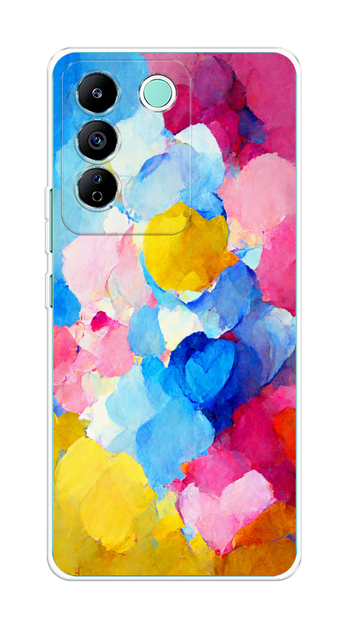 

Чехол на Vivo T2 4G "Яркие пятна", Синий;голубой;желтый;розовый, 269550-1