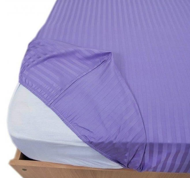 

Простыня Maktex из страйп-сатина на резинке 200x200x30 Лаванда 1х1, из страйп-сатина на резинке 200 х 200 х 30