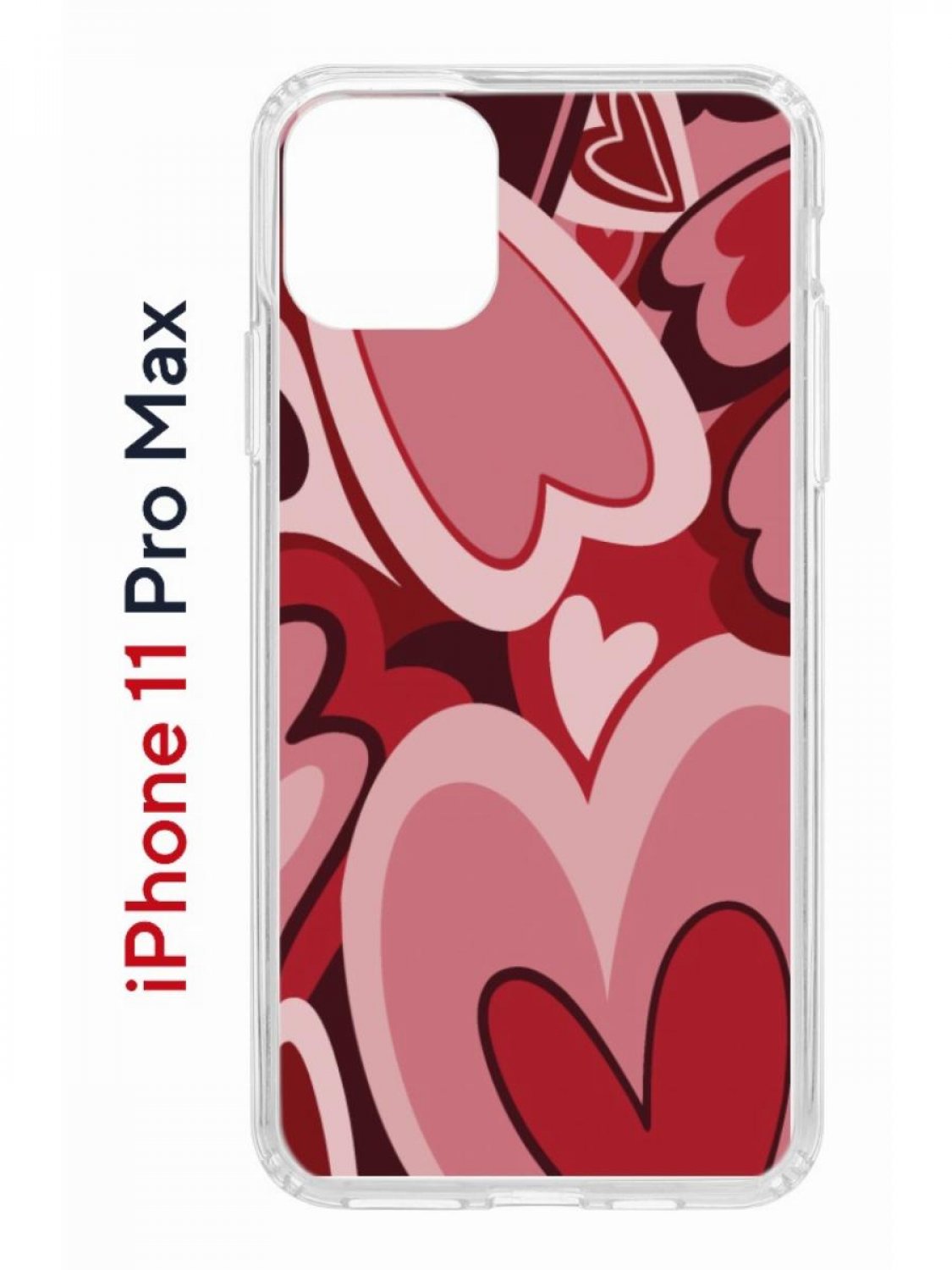 

Чехол на iPhone 11 Pro Max с принтом Kruche Print Сердечки, бампер с защитой камеры, Прозрачный;красный;бордовый;коричневый, Айфон 11 Про Макс