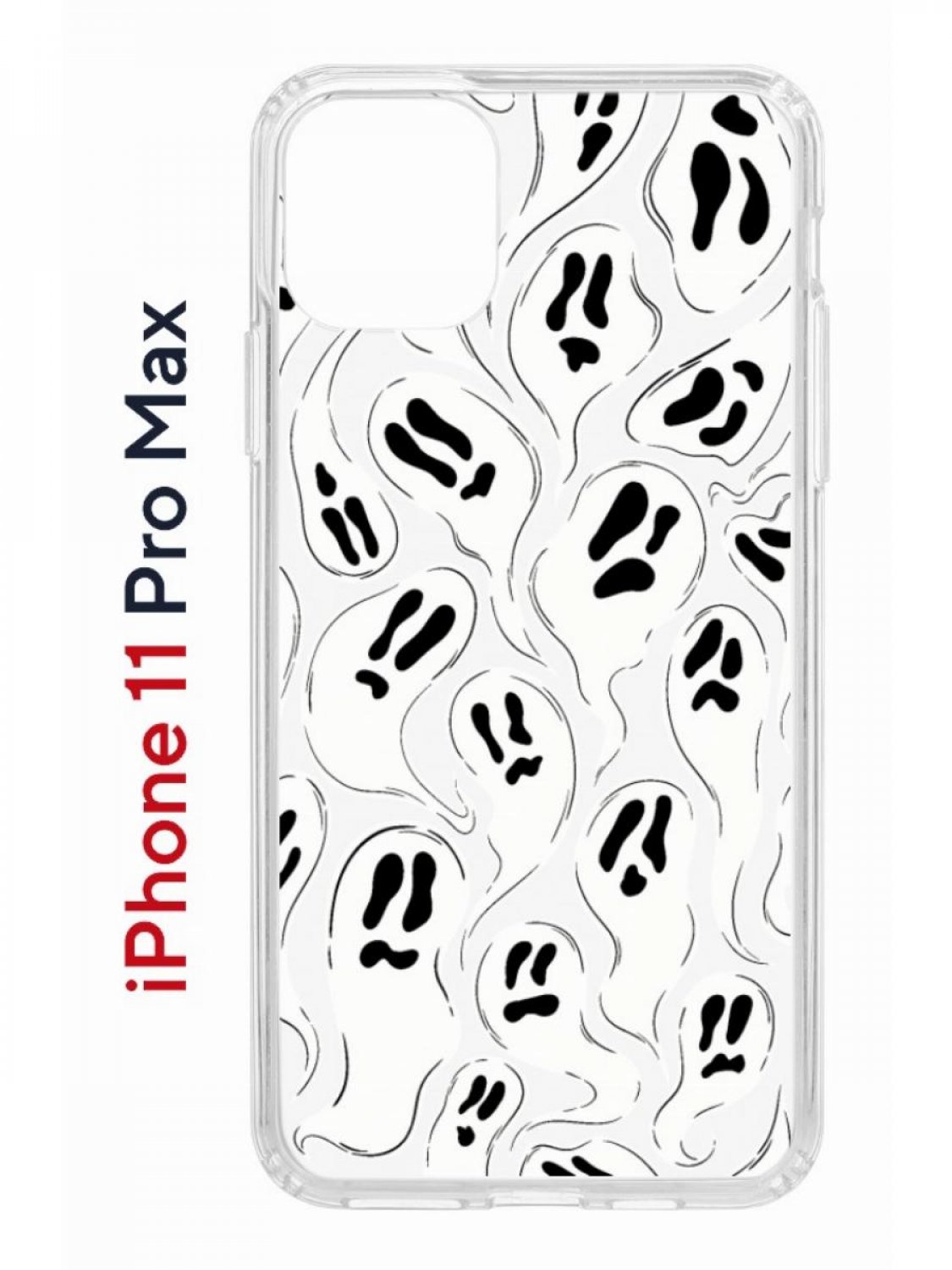 

Чехол на iPhone 11 Pro Max с принтом Kruche Print Призраки, бампер с защитой камеры, Прозрачный;белый;черный;серый, Айфон 11 Про Макс