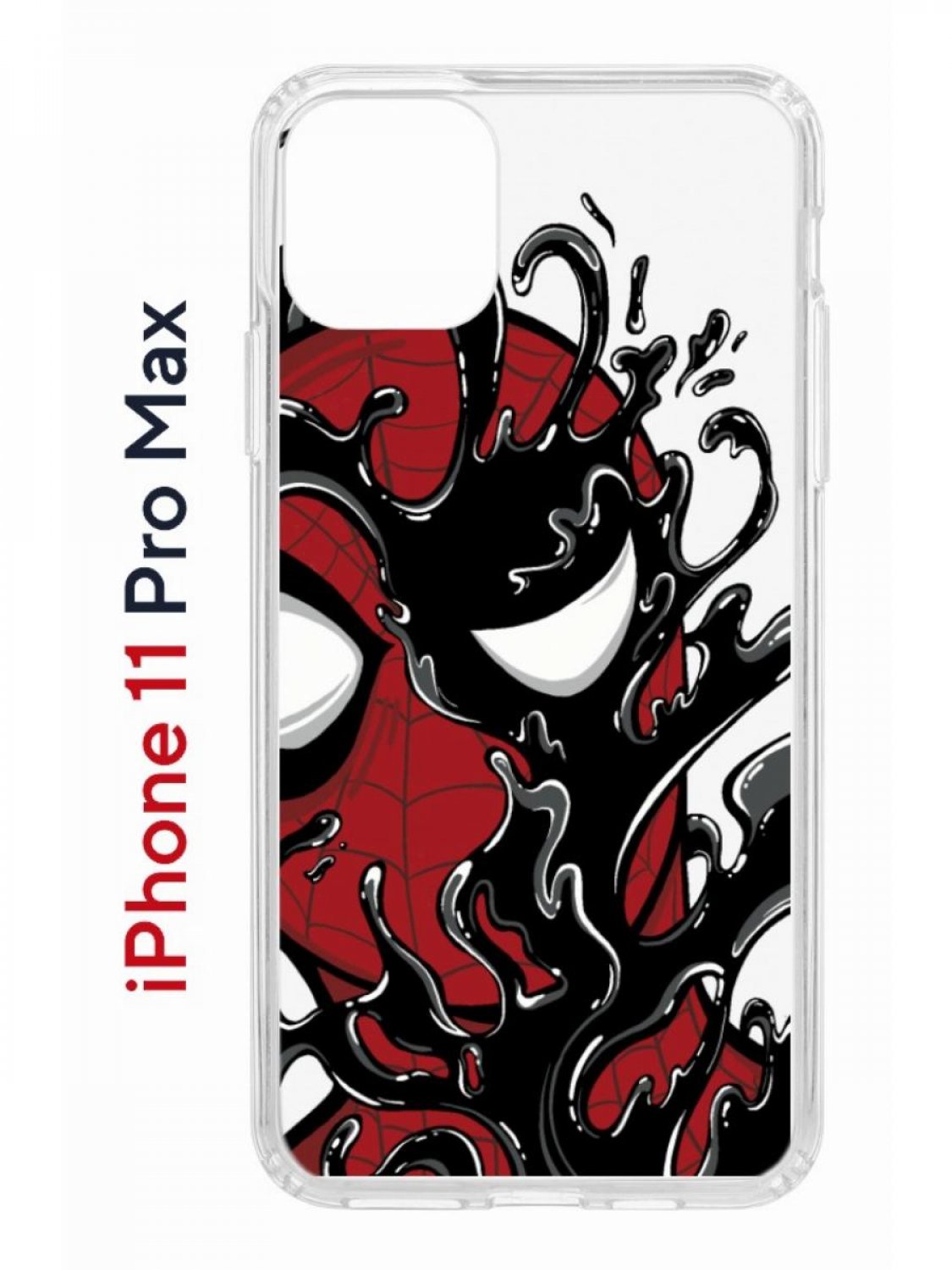 

Чехол на iPhone 11 Pro Max с принтом Kruche Print Spider-Man-Venom бампер с защитой камеры, Прозрачный;красный;черный;серый, Айфон 11 Про Макс