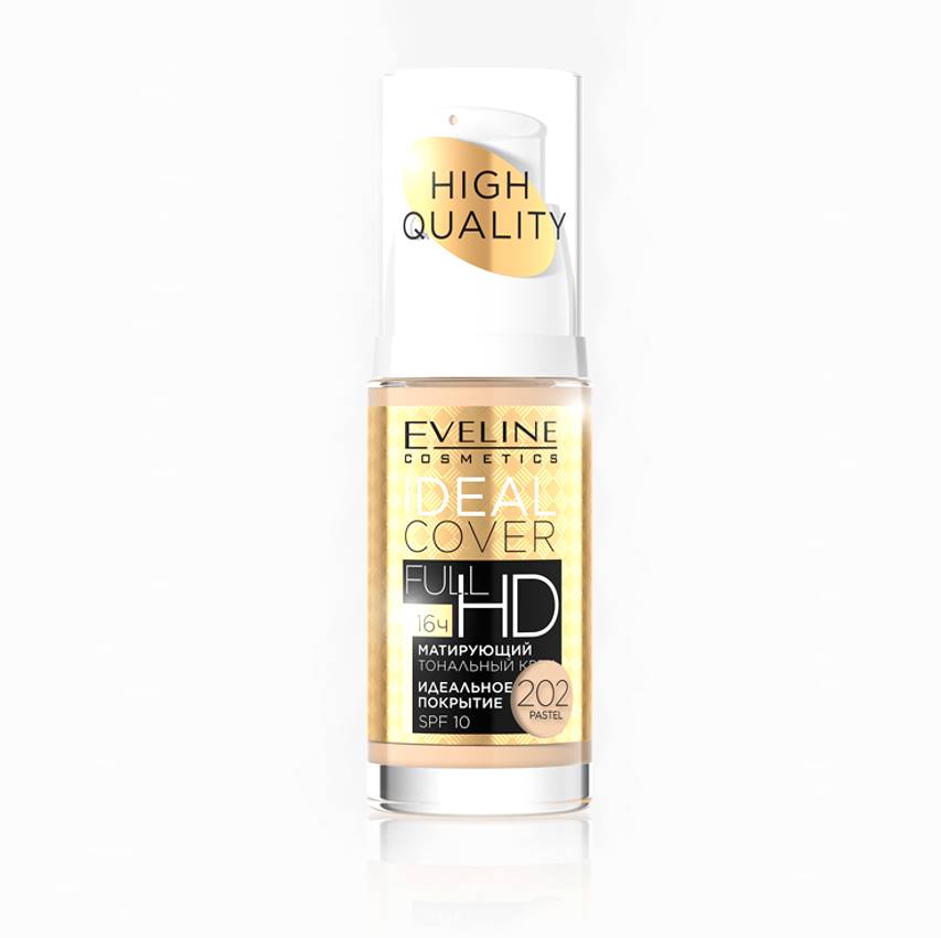 

Тональный крем Eveline Ideal Cover Full HD 202 pastel SPF 10 30 мл