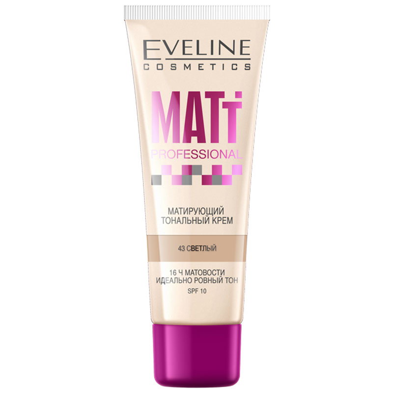 

Тональный крем Eveline Matt Professional Матирующий 43 Светлый 30 мл