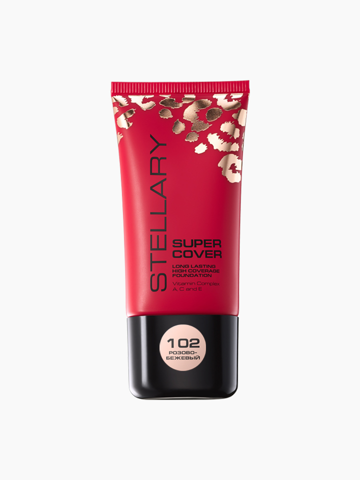 Тональный крем Stellary Super Cover Foundation 102 розово-бежевый 25 мл тональный крем с пептидами 8 peptide full cover perfect foundation spf50 pa 100г no 23