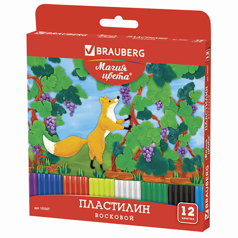 

Пластилин восковой BRAUBERG, 12 цветов, 180 г, со стеком, европодвес, 103307, plasticine-s-10