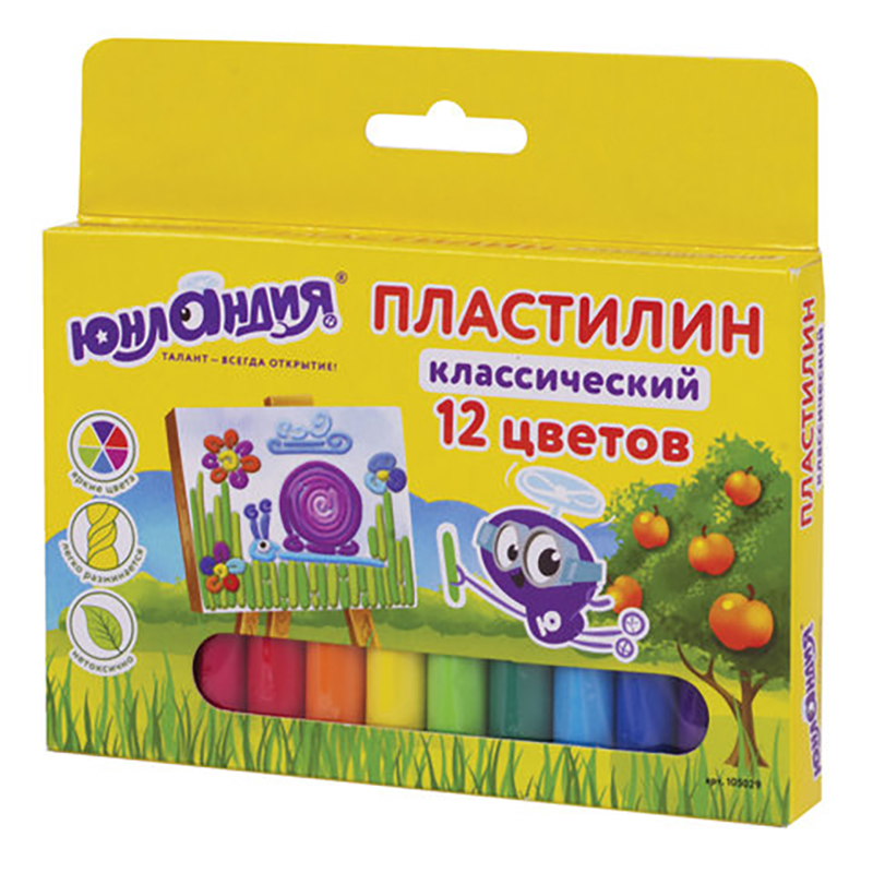 

Пластилин классический ЮНЛАНДИЯ ЮНЛАНДИК-ЖИВОПИСЕЦ, 12 цветов, 240 г, 105029, Белый;красный;черный;оранжевый;зеленый;желтый;синий;фиолетовый;голубой;коричневый;розовый, plasticine-s-102