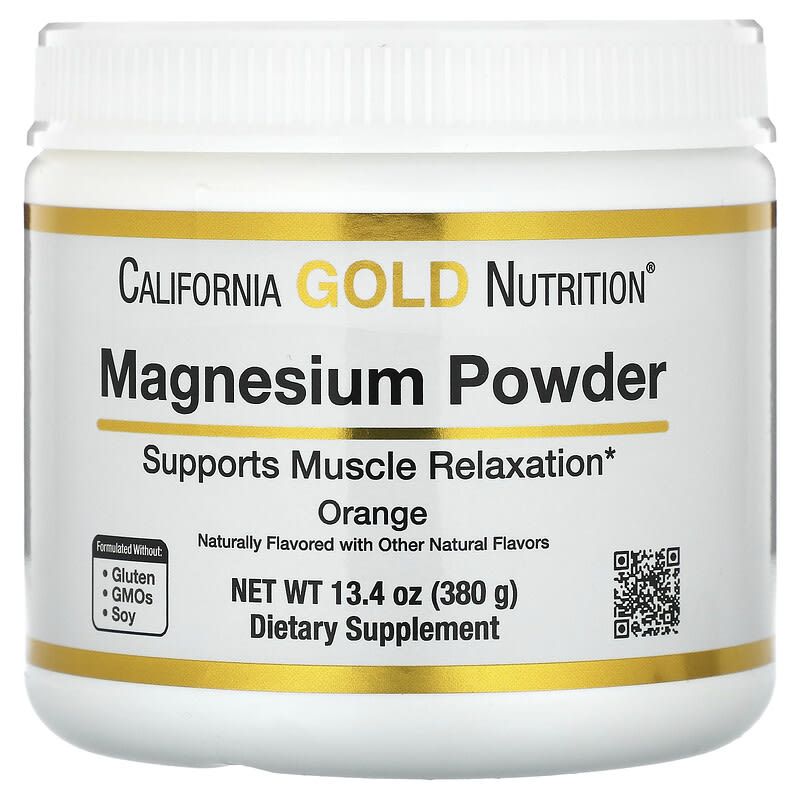 Магний California Gold Nutrition Magnesium Powder Beverage, Orange, 13,4 oz, 380г