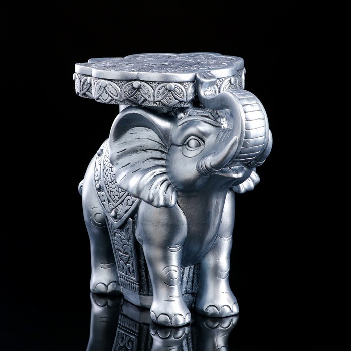 фото Статуэтка-подставка "слон", серебристая, гипс, 35х22х32 см nobrand
