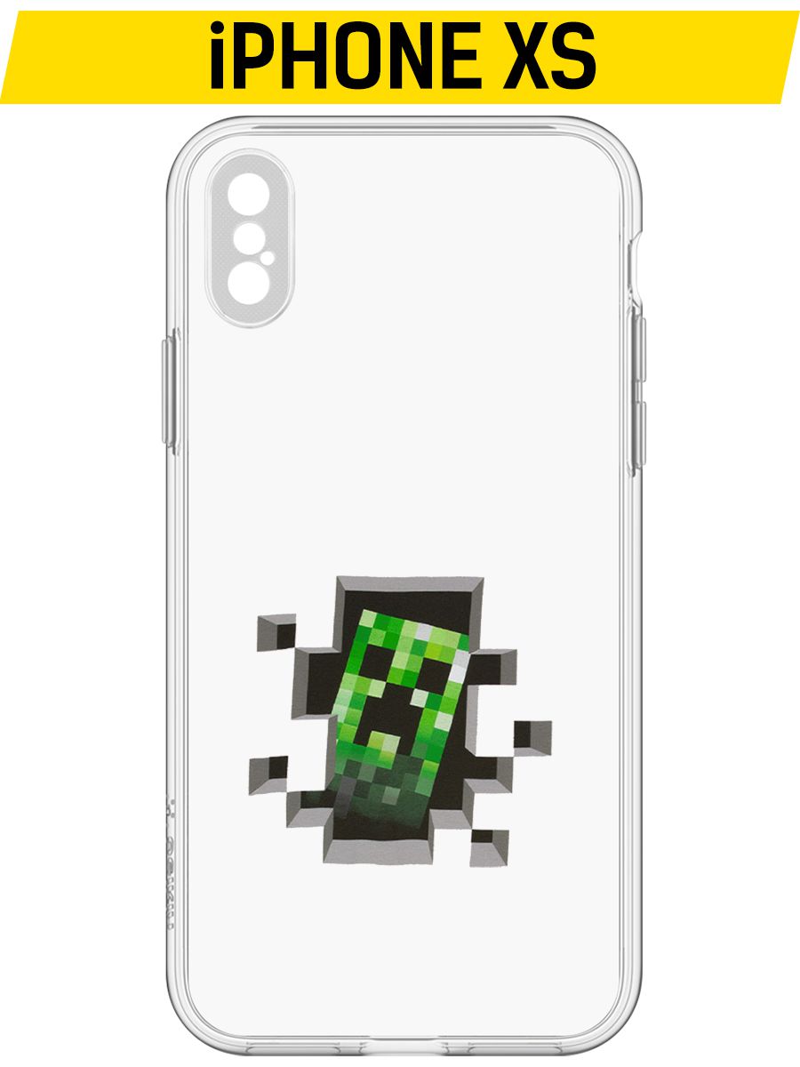 

Чехол-накладка Krutoff Clear Case Minecraft-Крипер для iPhone XS, Прозрачный