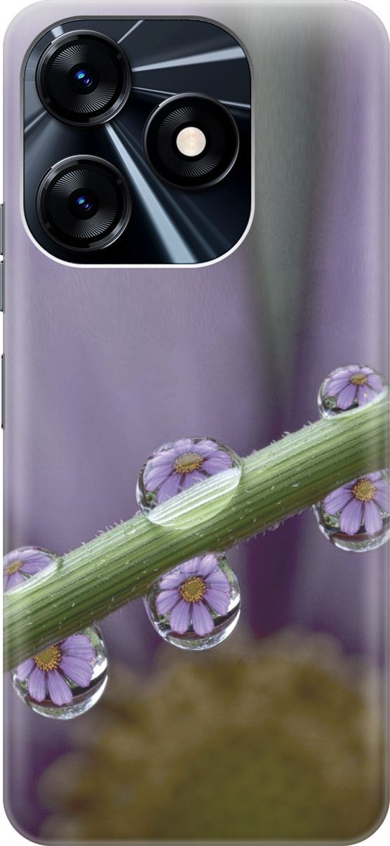 

Чехол на Tecno Spark 10 "Сиреневые цветы в каплях", Зеленый;фиолетовый, 159541