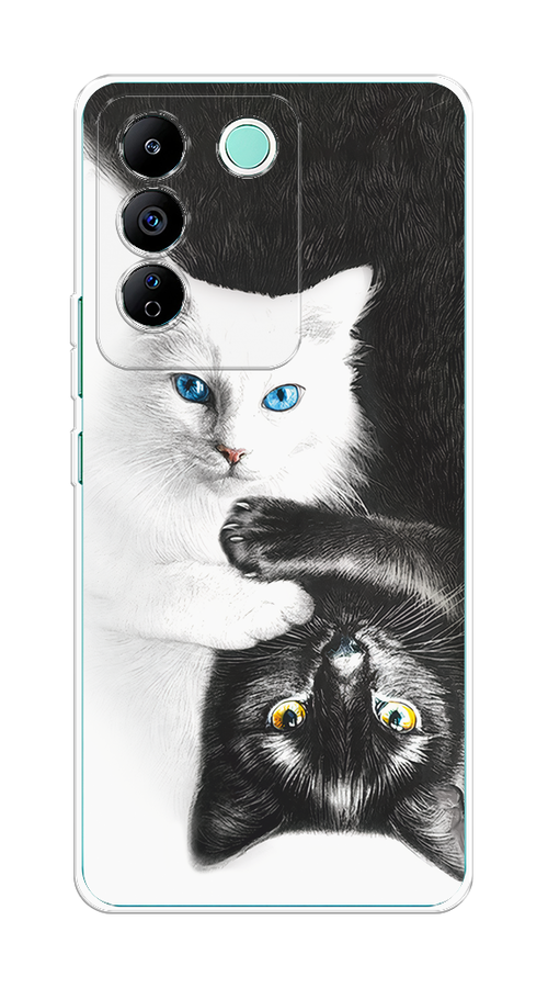 

Чехол на Vivo T2 4G "Коты Инь-Янь", Черный;белый;голубой, 269550-1