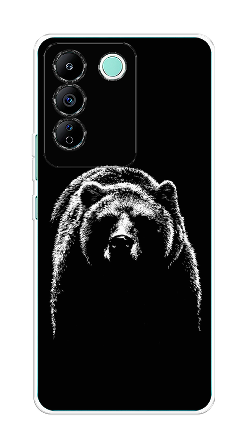 

Чехол на Vivo T2 4G "Медведь в ночи", Белый;черный, 269550-1