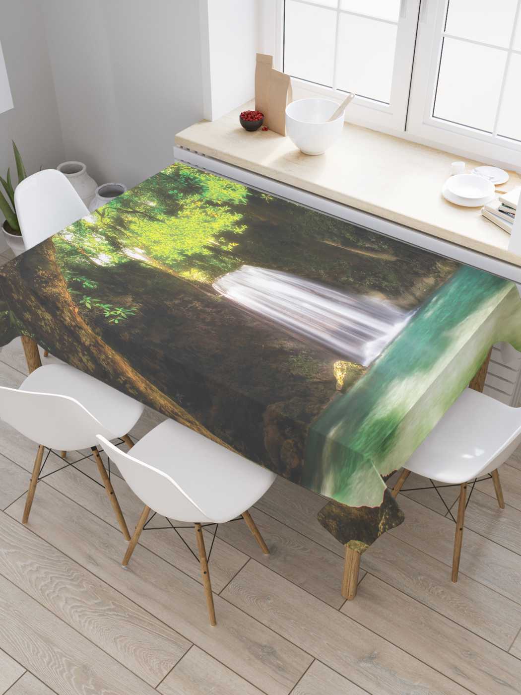 

Скатерть прямоугольная JoyArty "Водопад в чаще леса" из оксфорда, 120x145 см, Водопад в чаще леса