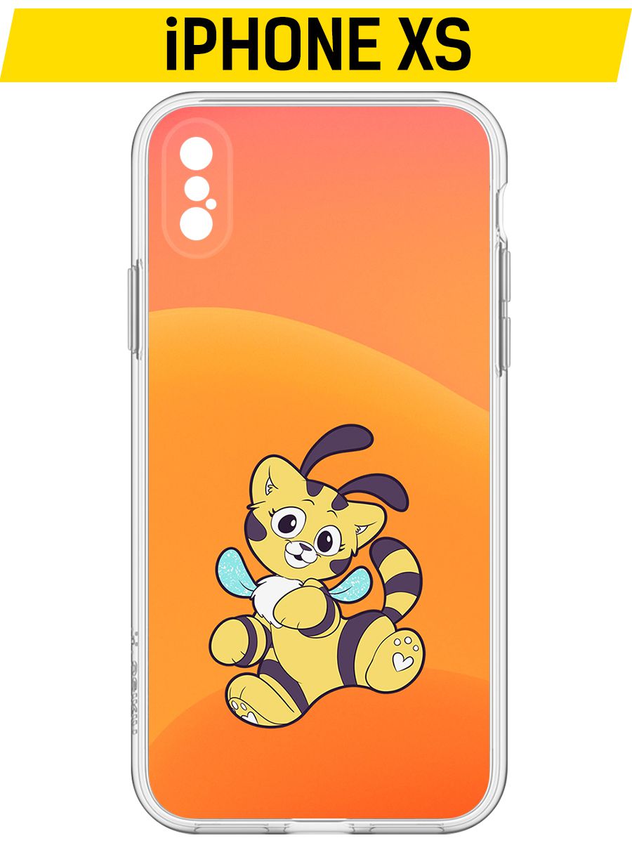 

Чехол-накладка Krutoff Clear Case Хаги Ваги - Кошка-Пчёлка для iPhone XS, Прозрачный