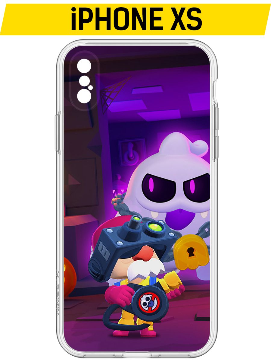 

Чехол-накладка Krutoff Clear Case Brawl Stars-Охотник за Скуиками Гэйл для iPhone XS, Прозрачный