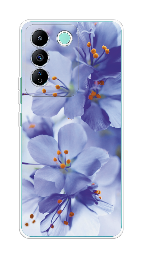 

Чехол на Vivo T2 4G "Фиолетовые цветки", Фиолетовый;синий, 269550-1